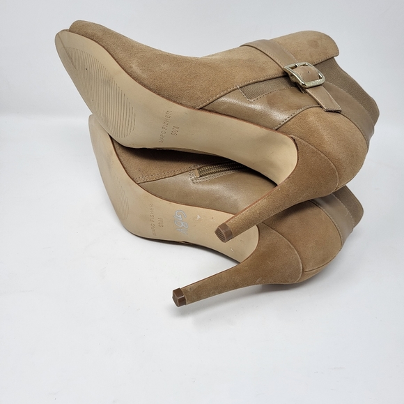 Marc Fisher QM Shimmee Leather Suede High Heel Open Toe Boots Booties Zip 9.5 M - Picture 5 of 11
